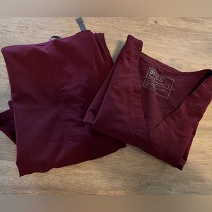 FIGS set burgundy kade pants and casma top